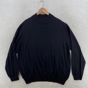 NWT Nordstrom Men's Black Mockneck in XXL Extra Fine Zegna Baruffa Merino Wool